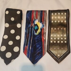 3 Vintage | Silk and Polyester | Ties Polka Dot | Geometric